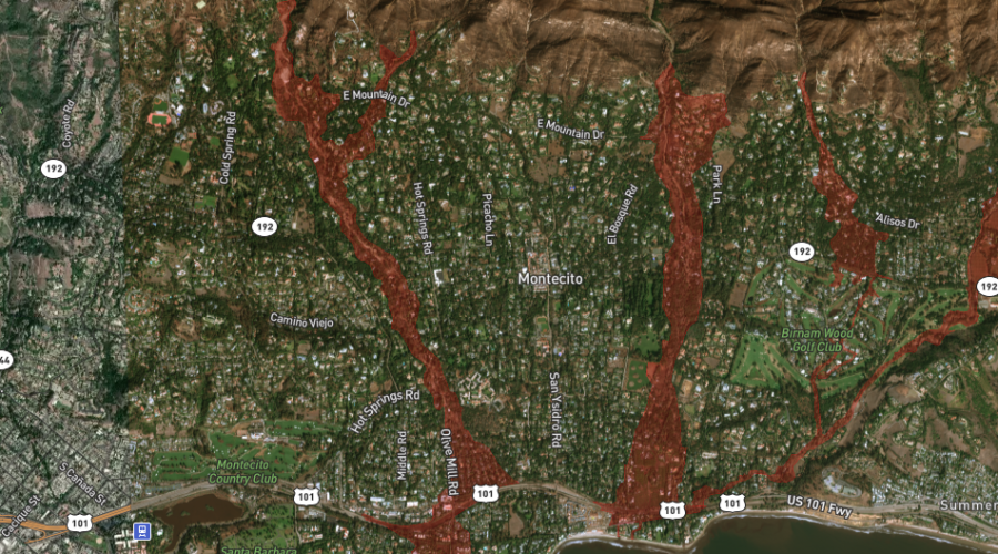 Montecito Mudslides, Before and After